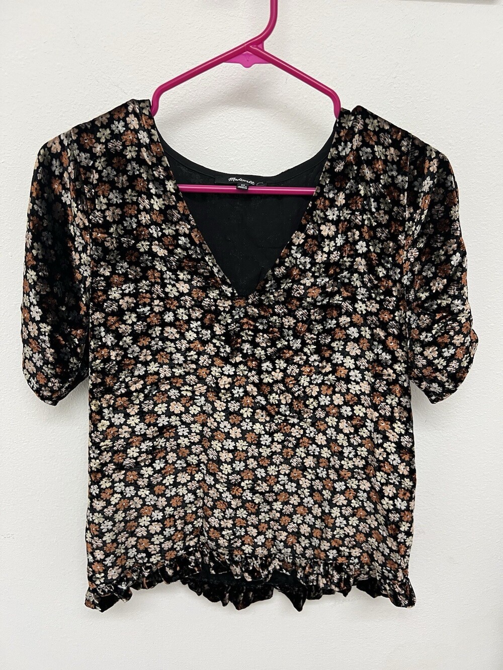 Madewell Shirt Madewell Velvet Ruffle Tulip Sleeve Top Tee Fall